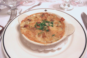 The third course, casserole aubergines au gratin