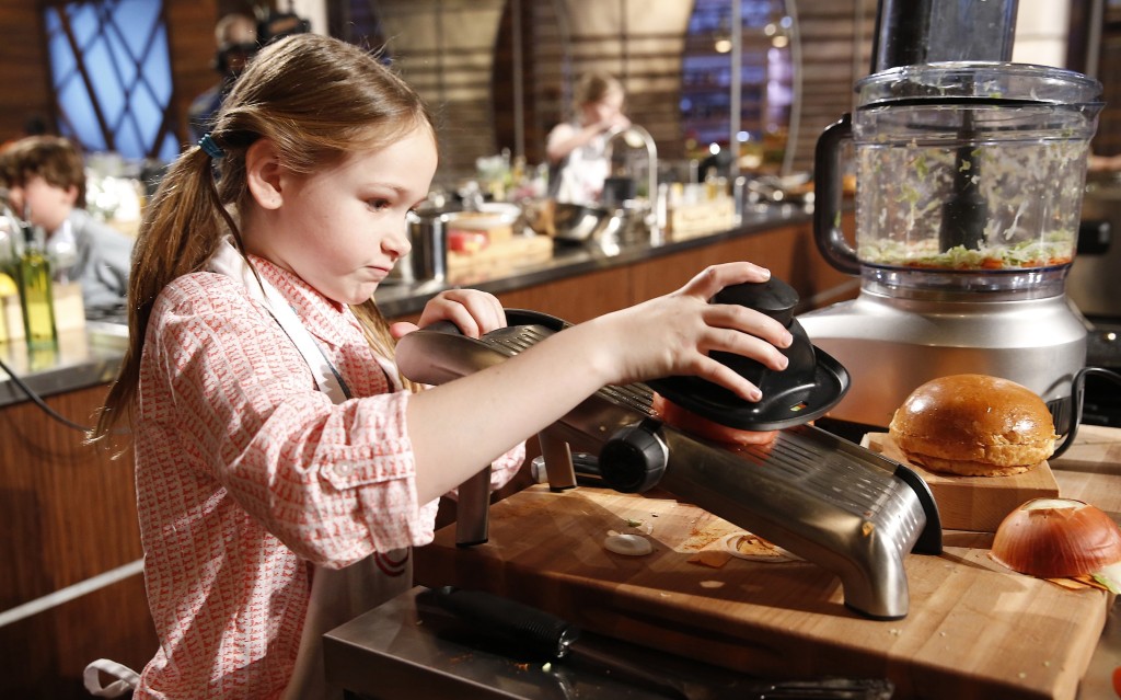 Avery prepares her burger in the season premiere of "MasterChef Junior."