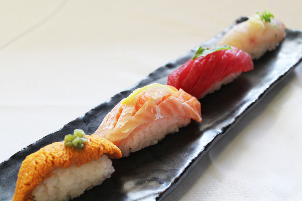 A platter of nigiri sushi