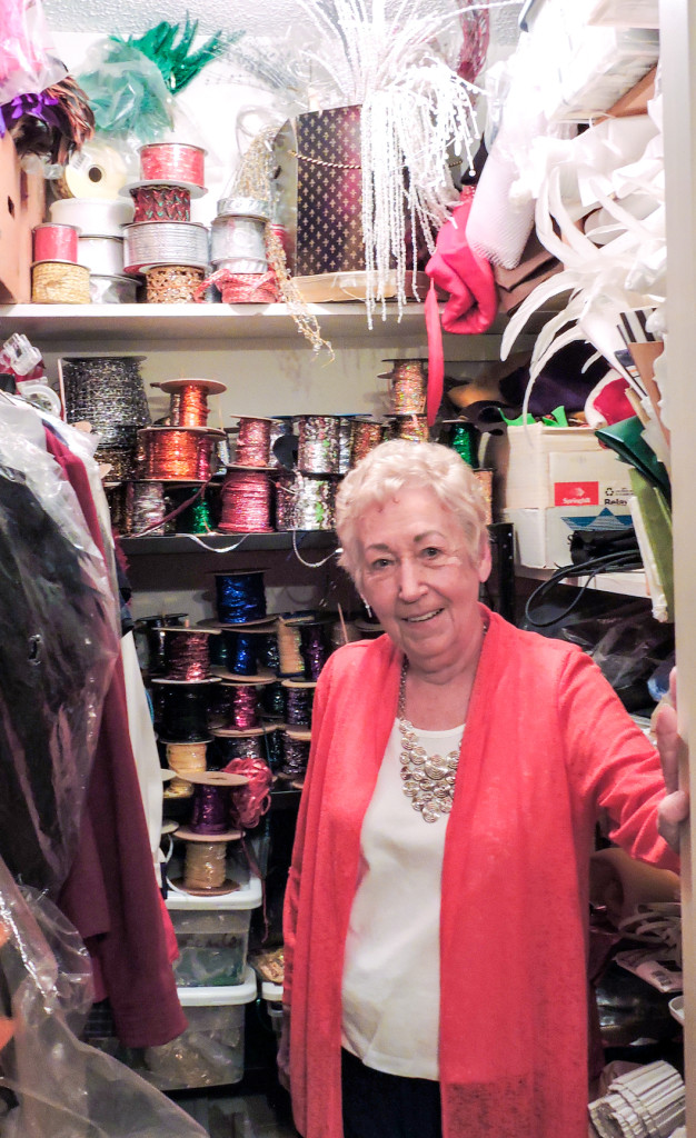 Seamstress Loretta Shelton builds costumes for the ladies-only Krewe of Romany.