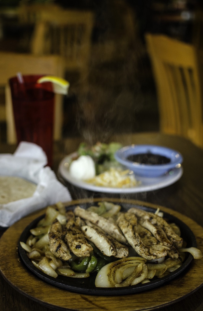 A sizzling plate of chicken fajitas at the new Mexican restaurant.