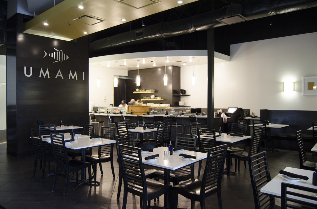 The minimalist interior of Umami, inside the former Hello Sushi location.