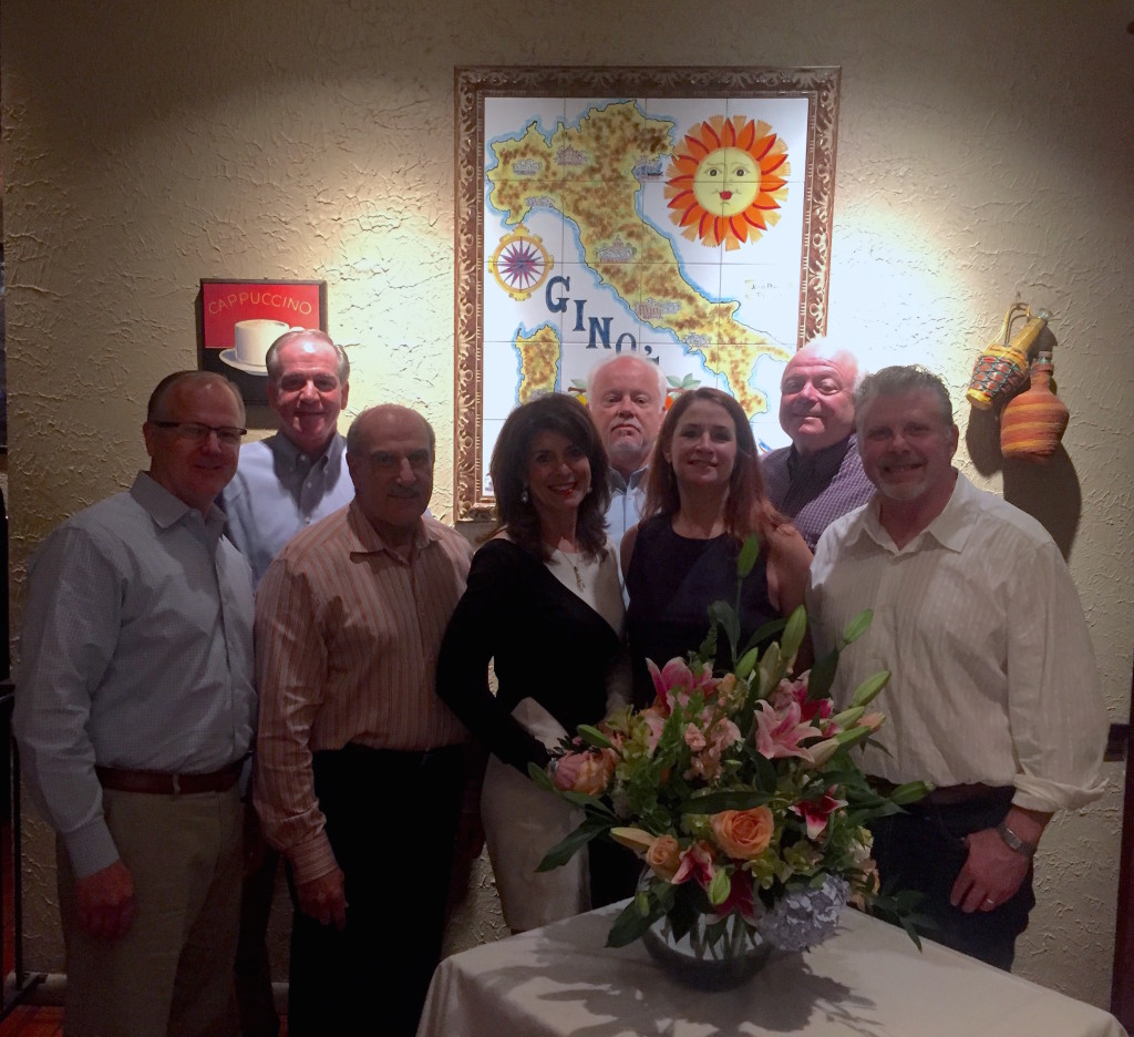 Holly Clegg, fourth from left, along with Baton Rouge Epicurean Society members during an announcement luncheon at Gino's. Photo courtesy of the society