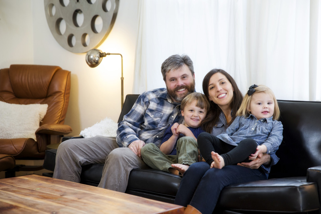 Homeowners Dawson and Madeline Ellis with their children, Charlie and Lillie.