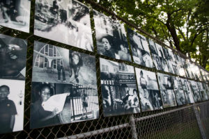 Bernard Terrace Elementary and Dufrocq Montessori Magnet Elementary third graders used disposable cameras to document their lives for this outdoor art gallery at Spain Street Park. Photo by Collin Richie.