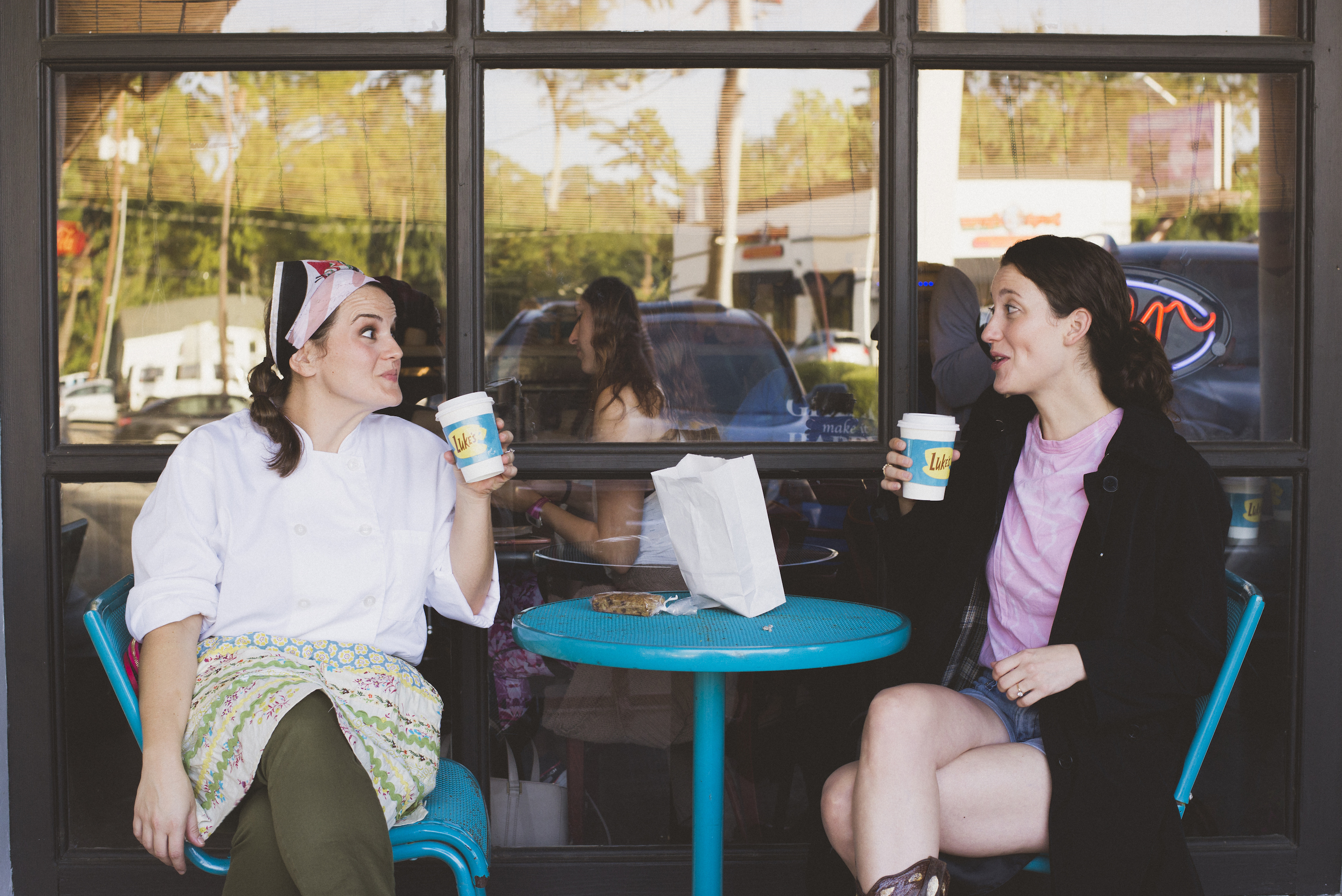 Connie Silva and Kendall Keating as Sookie St. James and Lorelai Gilmore