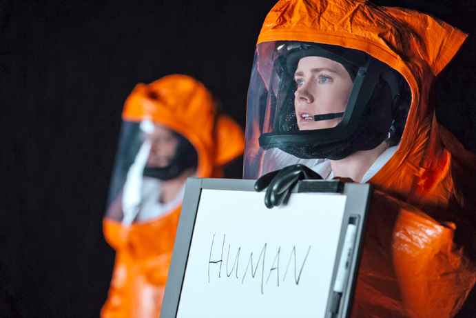 Amy Adams (right) as Louise Banks in Arrival. Courtesy of Paramount Pictures.