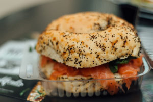Smoked Salmon Onion Bagel at Milford's on Third. Photo by Ischelle Martin
