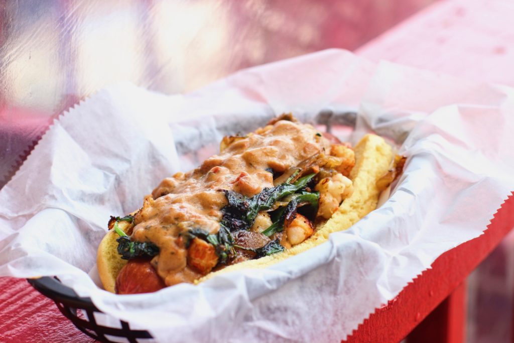 Interested in something more out-of-the-box? One of Frankie's specialties is the Lobster Dawg with small lobster tails, spinach, grilled onions and a creamy lobster sauce.