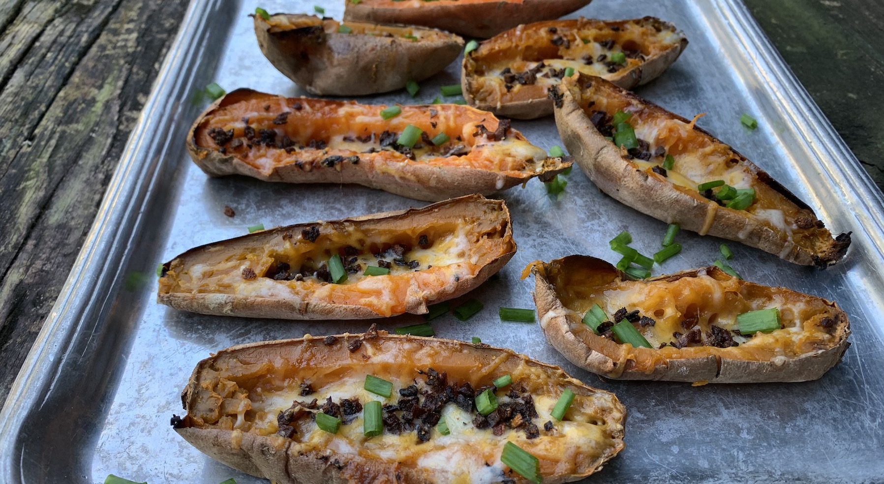 Spatula Diaries: Serve bacon-cheese sweet potato skins at your Super ...