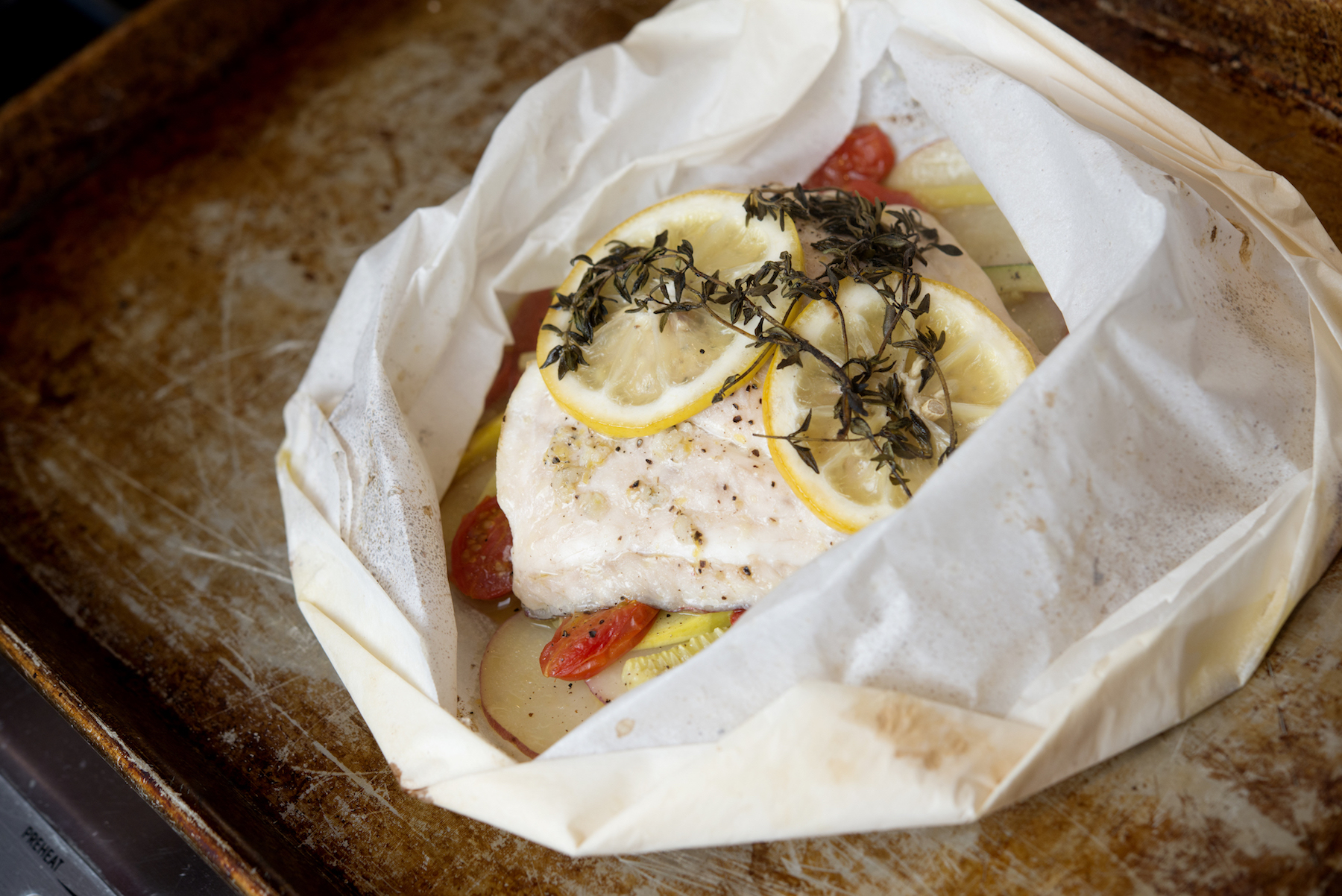 Try this recipe for lemonscented baked fish in parchment for dinner