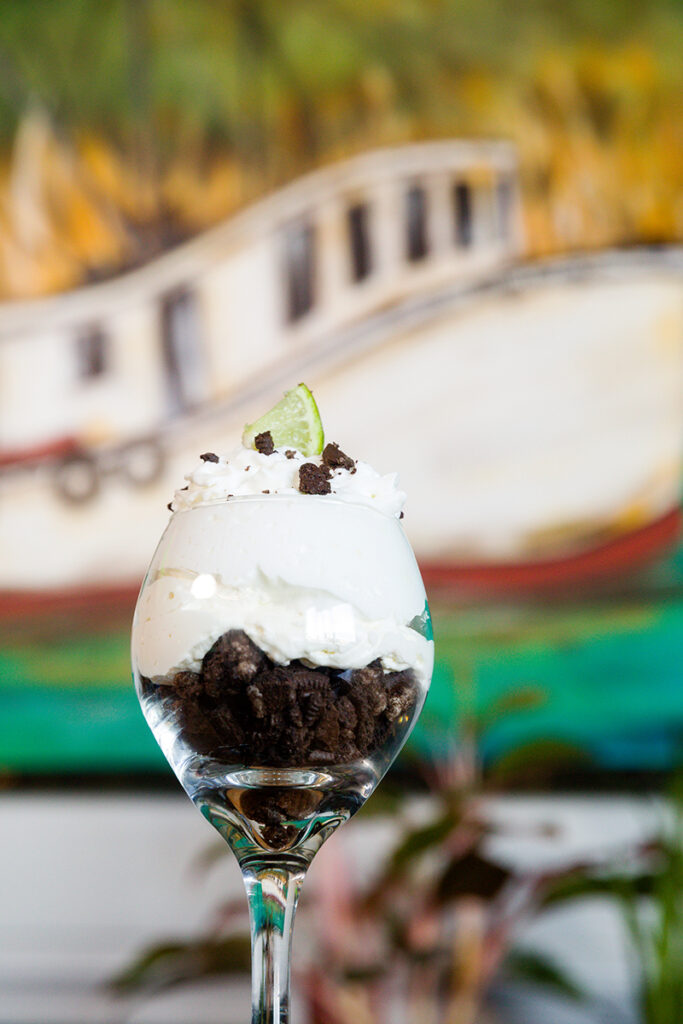 The Key Lime Parfait served in a wine glass