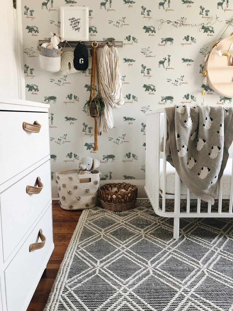 baby nursery featuring forest friends wallpaper by Hope Johnson.
