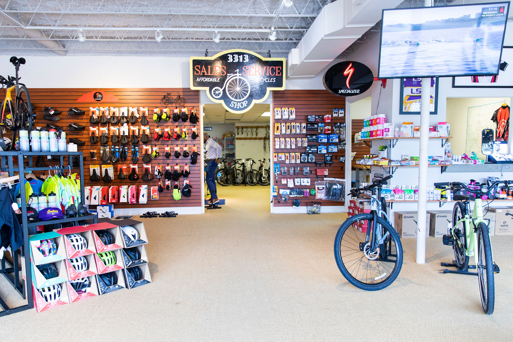 Inside Southern Bicycles new location on Perkins Road