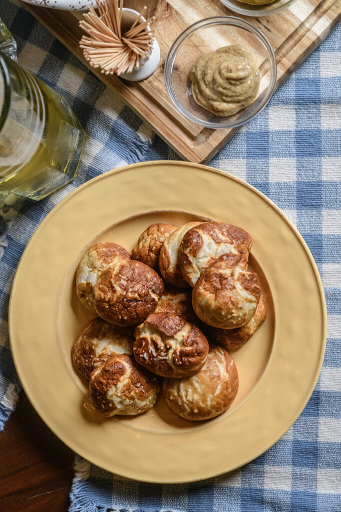 Soft Pretzel Rolls with Spicy Mustard