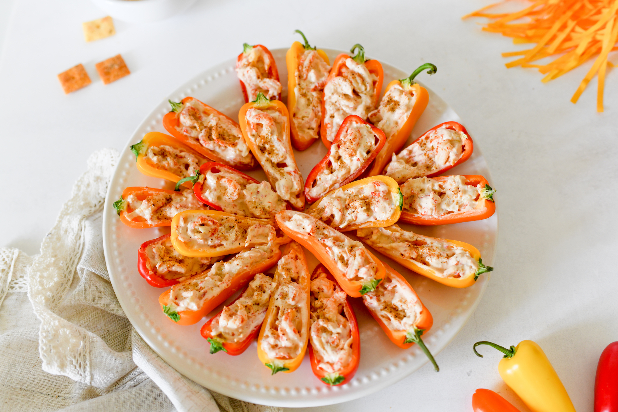 These Crawfish Dip Stuffed Sweet Peppers pack a flavorful punch in a