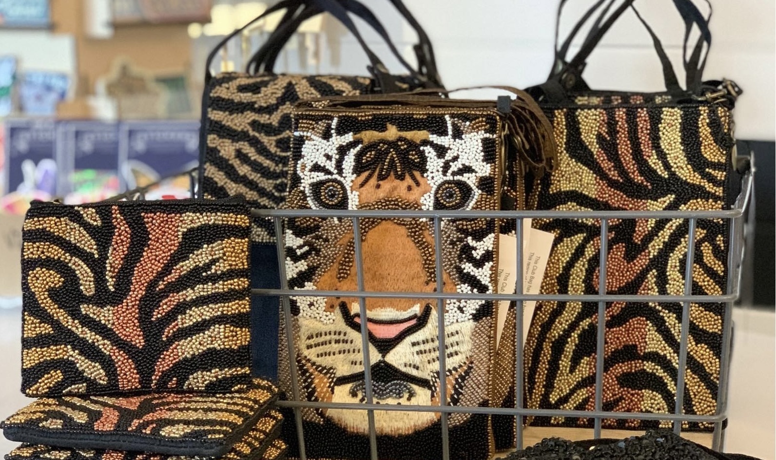 Spotted Beaded tiger bags from Hey, Penelope