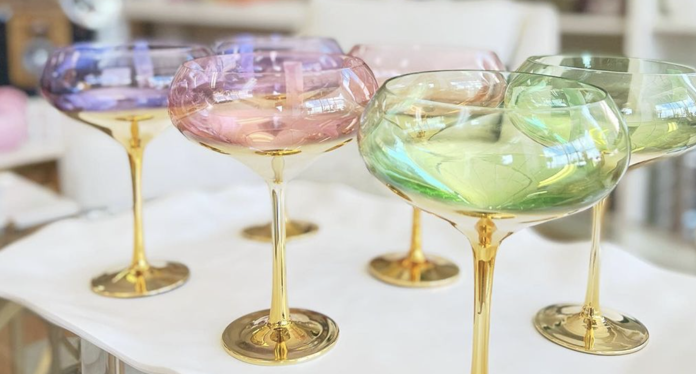 Spotted Gilded coupe glasses from HighlandSide